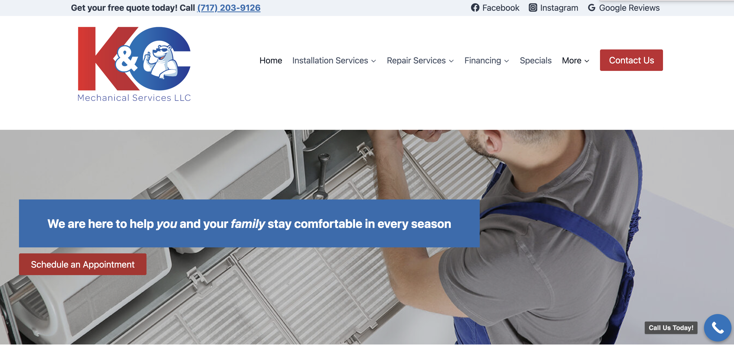 k and c mechanical website creation